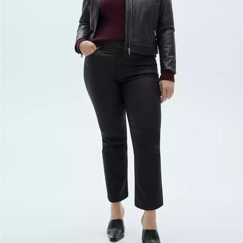 MNG Sienna Waxed Flared Cropped Jeans Black Size 8 NWT IN PACKAGE